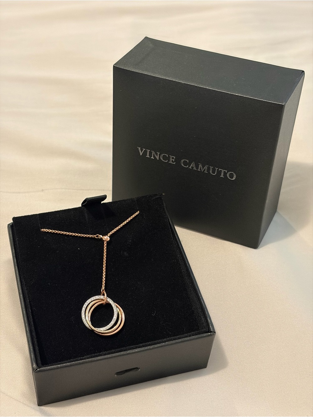 Vince Camuto Rose Gold & Silver Interlocking Circle Y-Necklace